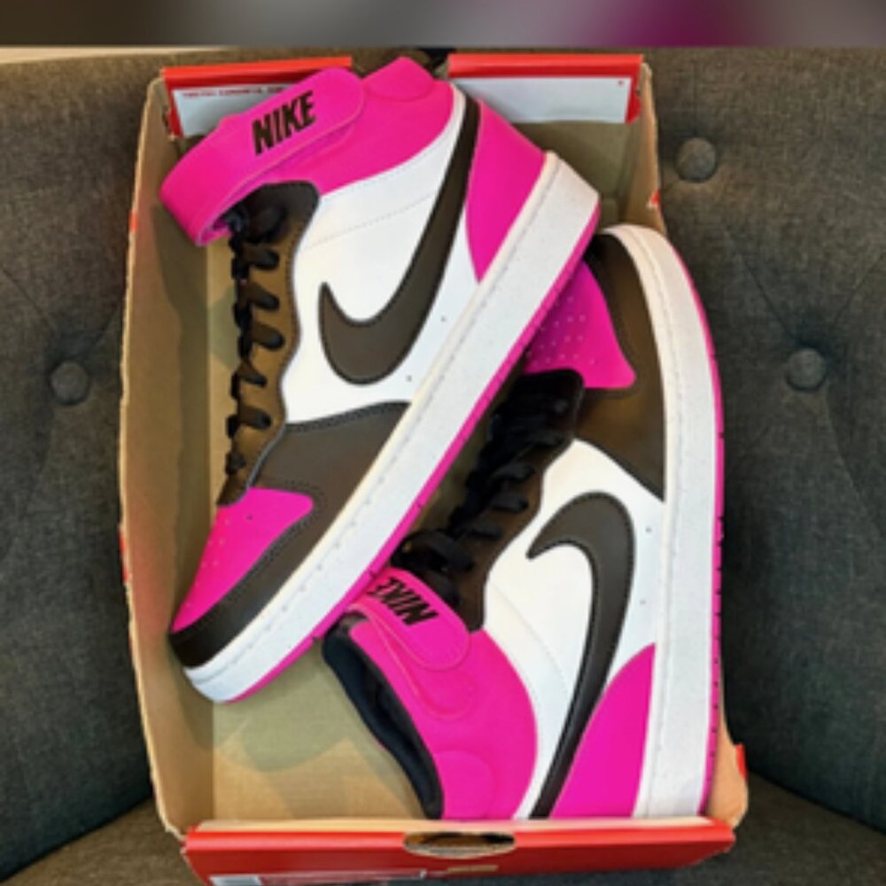 Nike Women's Pink Black White High-Top Sneakers